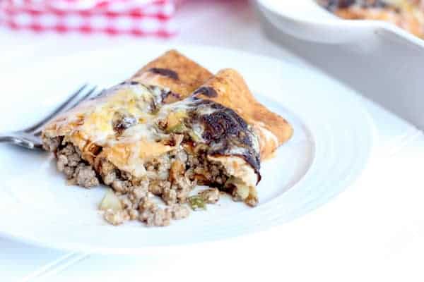 So easy and delicious. These cheeseburger enchiladas hit the spot!