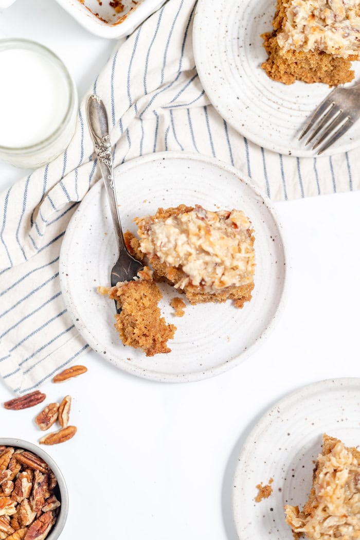 slices of oatmeal cake on plates