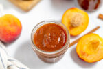 open jar of homemade peach butter
