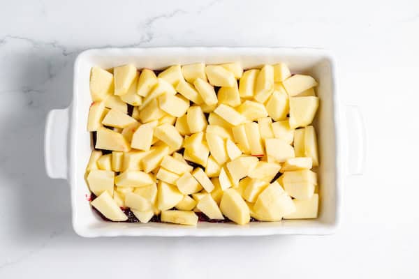 apples on top of cranberries