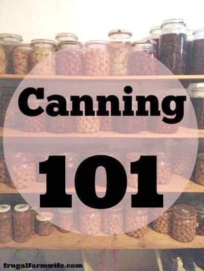 Image shows shelves of canned items with the text "Canning 101"