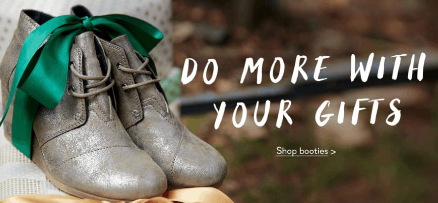 Image shows a pair of grey booties with a green bow on them. Text reads "Do More With Your Gifts"