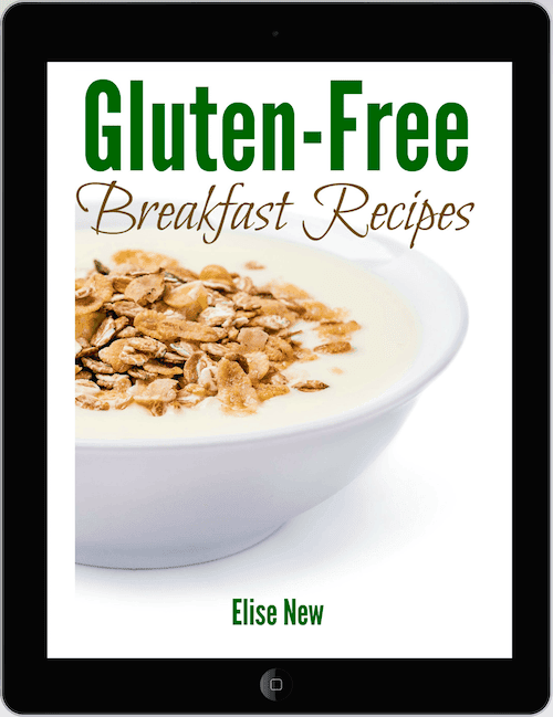 Image shows an ebook on an iPad titles "Gluten-Free Breakfast Recipes"