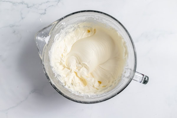 cream cheese icing ready to frost cupcakes