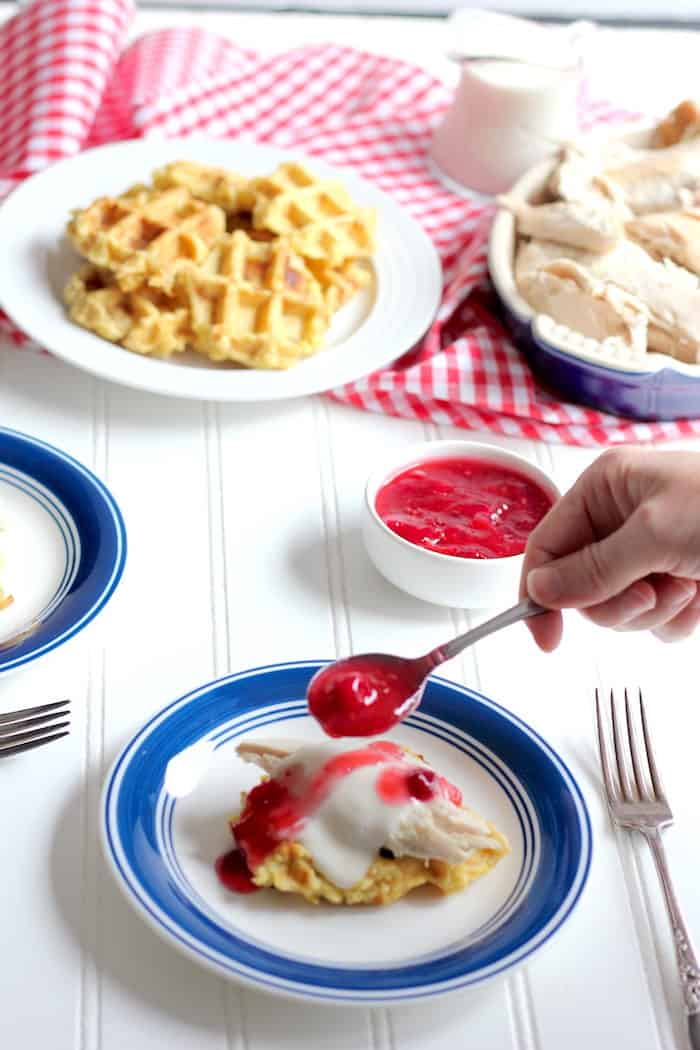 Thanksgiving leftover waffles for brunch
