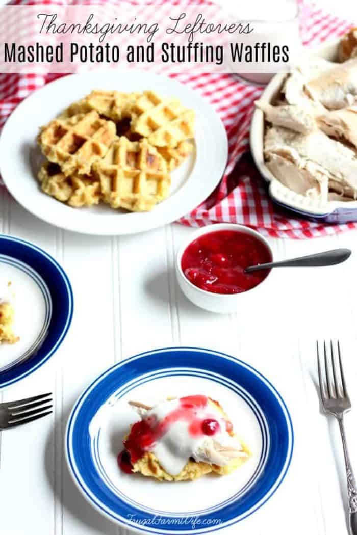 Try this recipe for leftover stuffing and mashed potato waffles! The savory, herbaceous aroma served with turkey, salty gravy, and sweet-tart cranberry sauce is to die for!