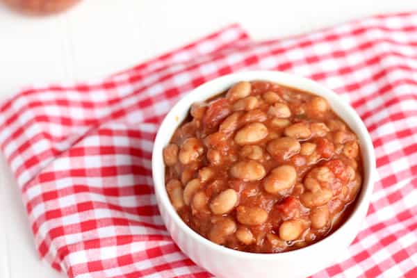 a bowl full of chili beans ready for canning