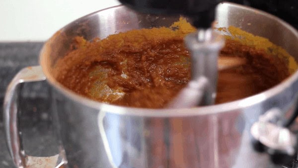 mixing pumpkin pie filling to freeze