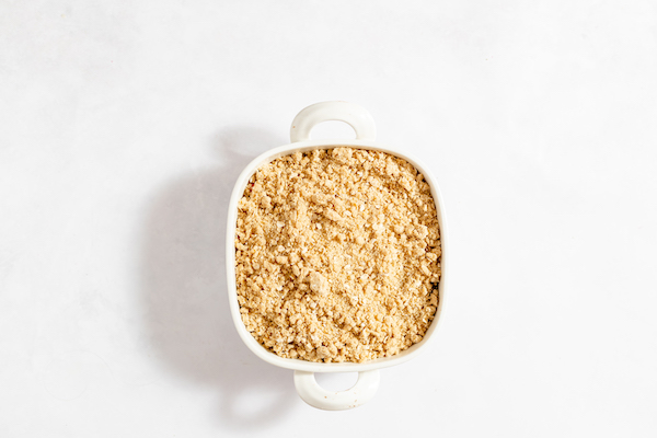 rhubarb crisp ready to bake