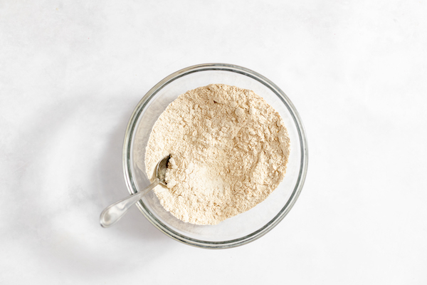 A mix of flour, sugar, and oats, mixed together