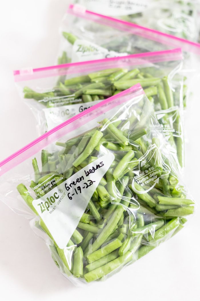 freezing green beans in quart bags