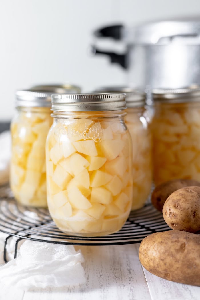 canned potatoes in pint canning jars