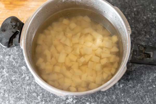 died potatoes in a pot of water