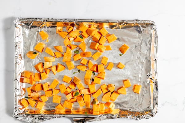 sweet potatoes on sheet pan