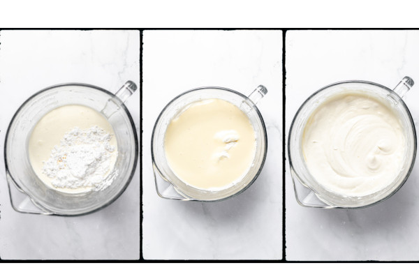 step by step image collage showing how to make no-churn ice cream