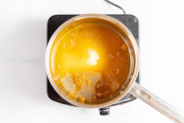 pickle brine in a sauce pan