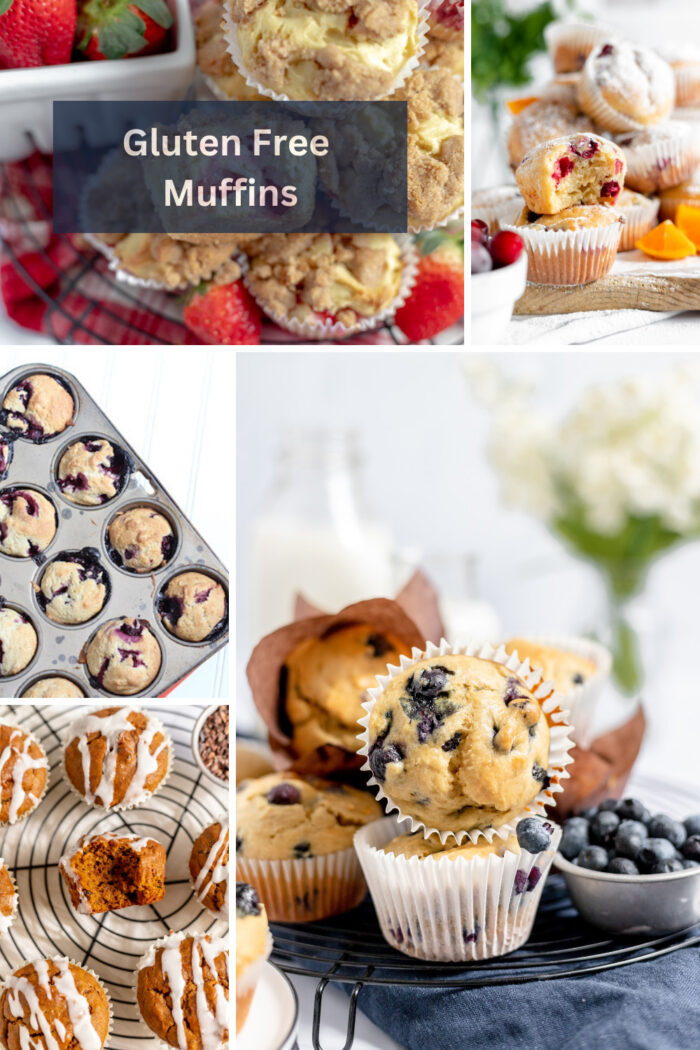 collage of gluten-free muffins
