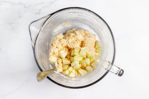 apples ready to mix into apple scone dough