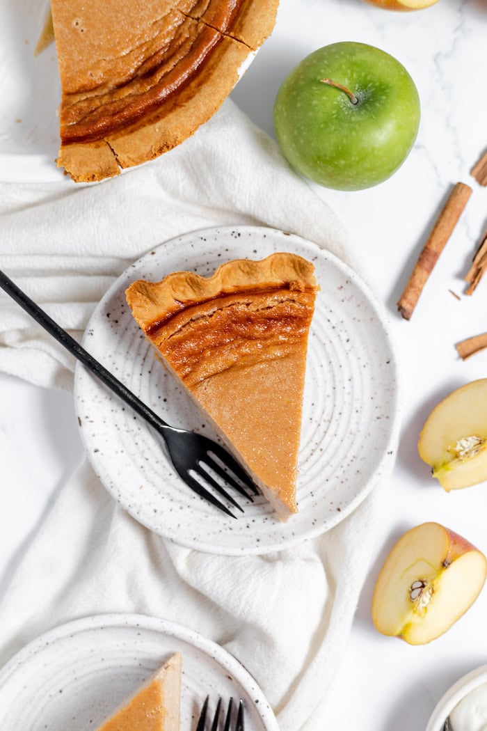 slices of apple butter pie on plates