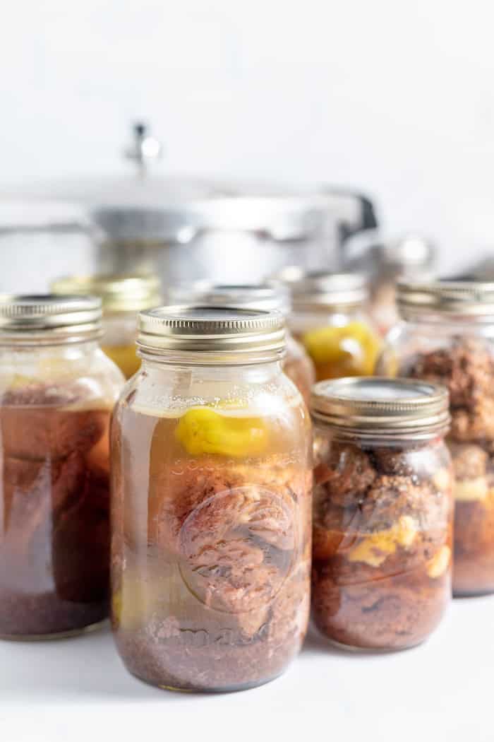 deer meat canned in quart and pint jars with a pressure canner
