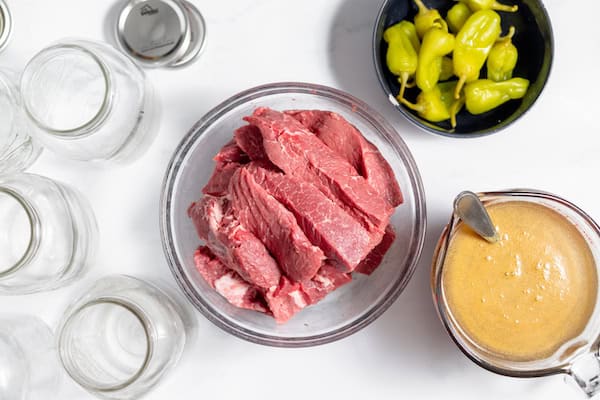 deer roast with ingredients for canning pot roast