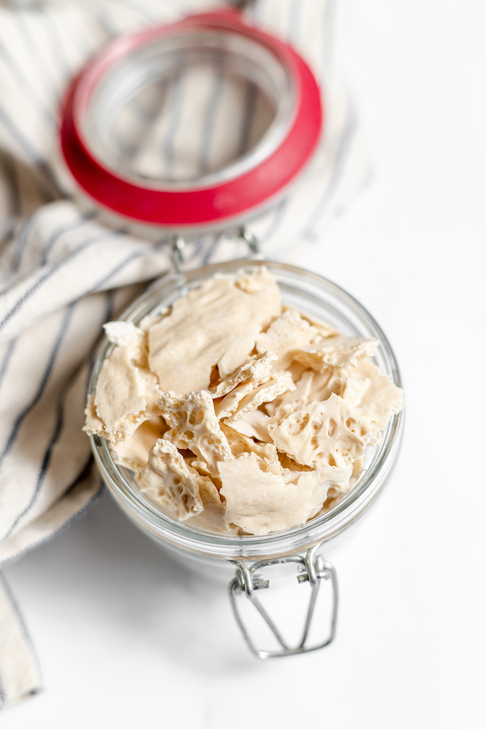 sourdough starter chips in a jar