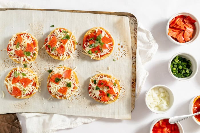 pizza toppings on english muffins