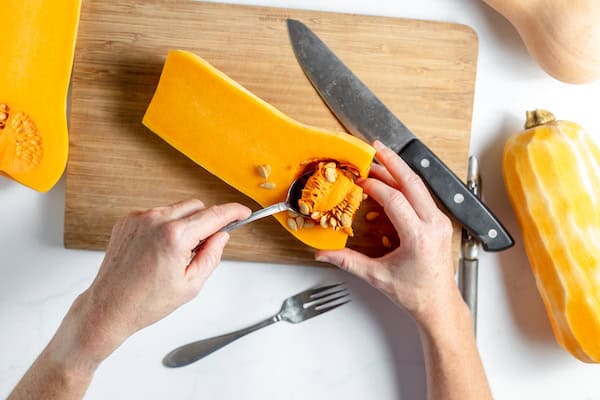deseeding butternut squash