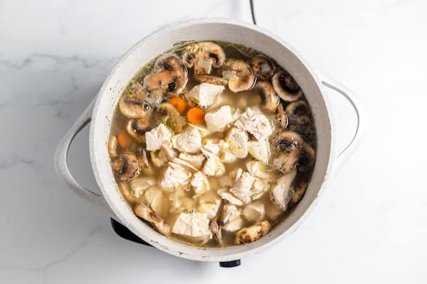 chicken soup in a pot
