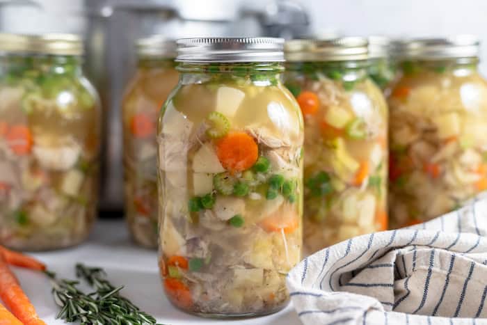 jars of home-canned chicken soup