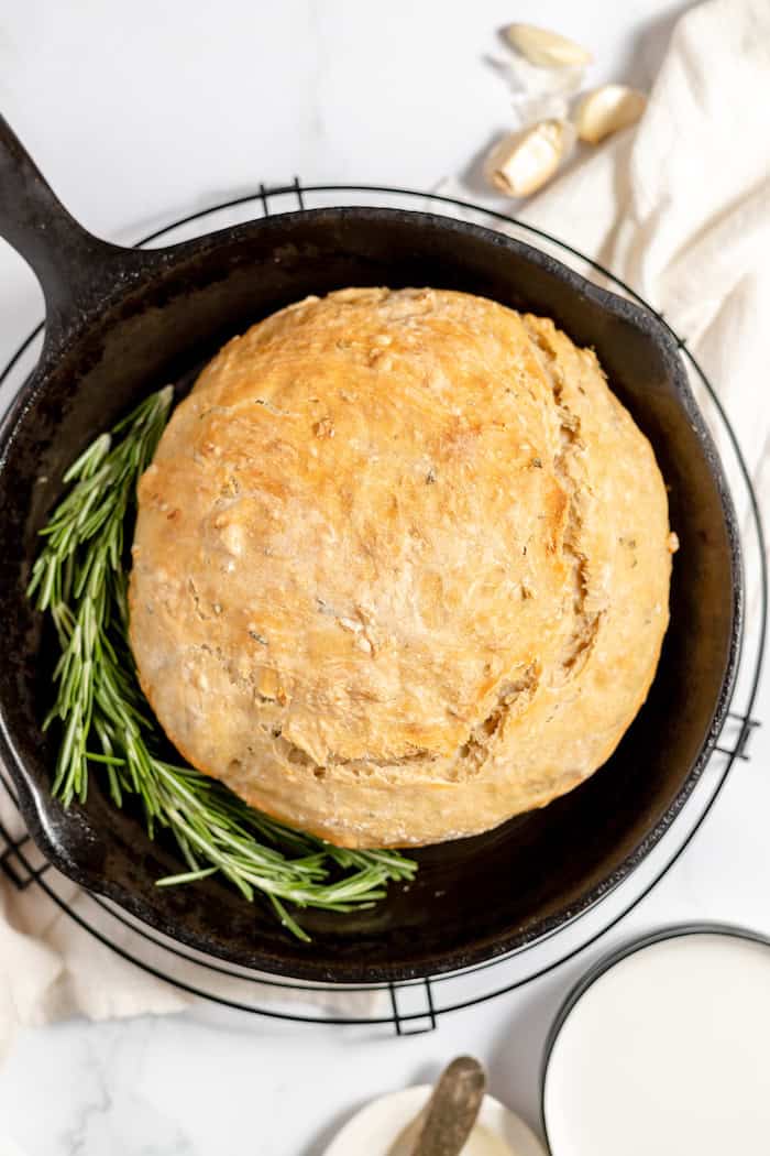 rosemary bread in a skillet