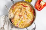 creamy pepperoncini chicken in skillet