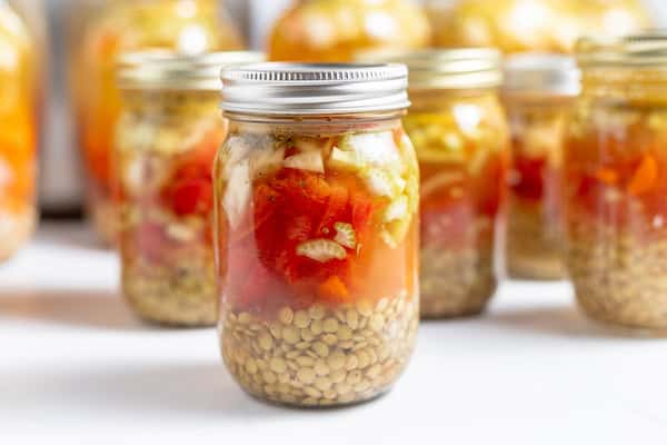 jars of canned lentil soup