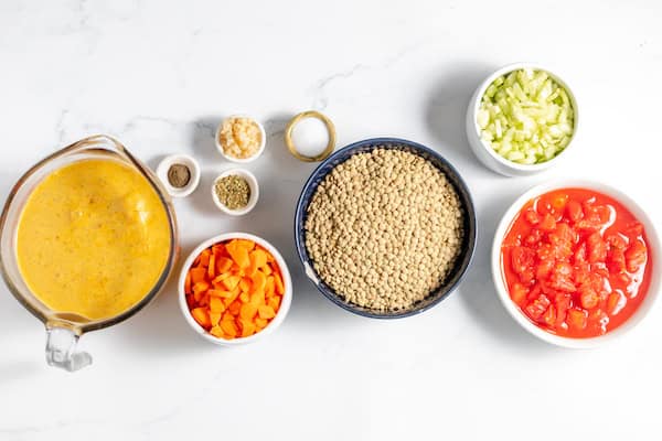 ingredients to can lentil soup