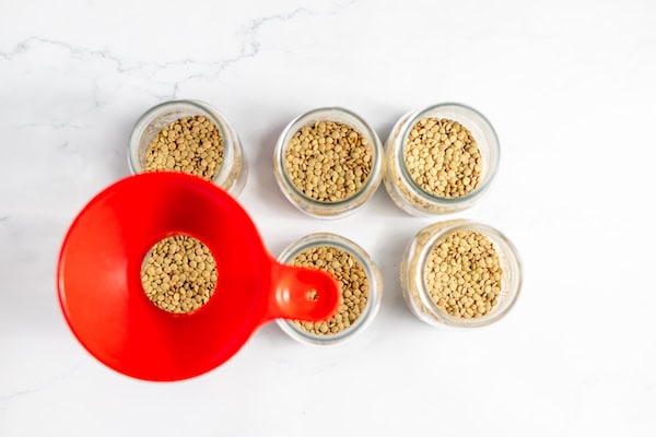 lentils in pint jars