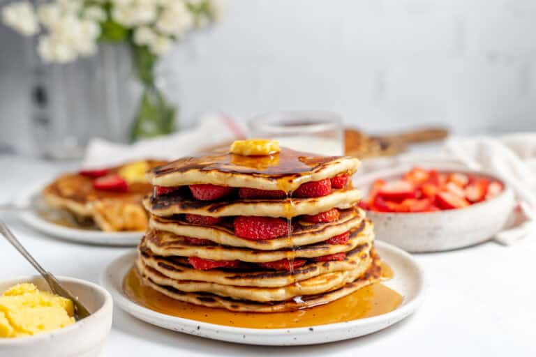 stack of sourdough pancakes ready to serve
