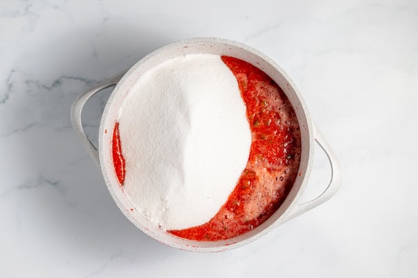 foam skimmed from strawberry jalapeno jam