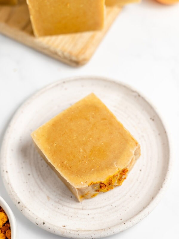 bar of soap on plate ready to use