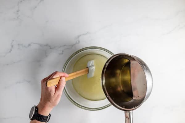 stirring oils into lye solution