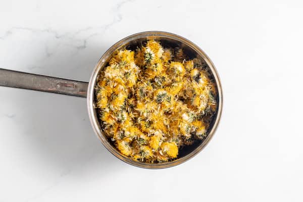 dried dandelions in a pot