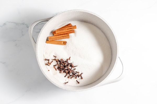 spices and sugar for pickling combined and ready to cook