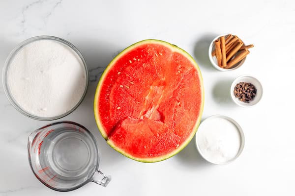 ingredients for making watermelon rind pickles