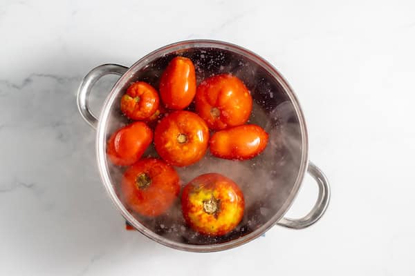 blanching tomatoes in hot water