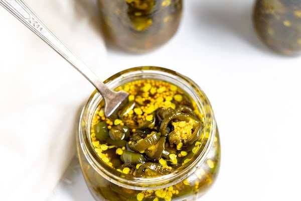 jar of cowboy candy served with fork