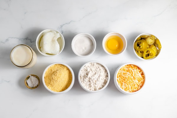 ingredients for jalapeño cheese cornbread