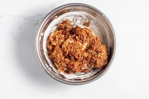 apples and cinnamon mixed together and added to dough