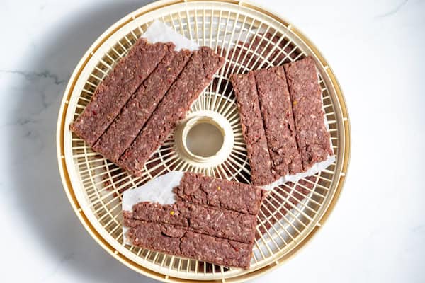 Bison jerky in the dehydrator