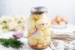 homemade pickled eggs in a jar