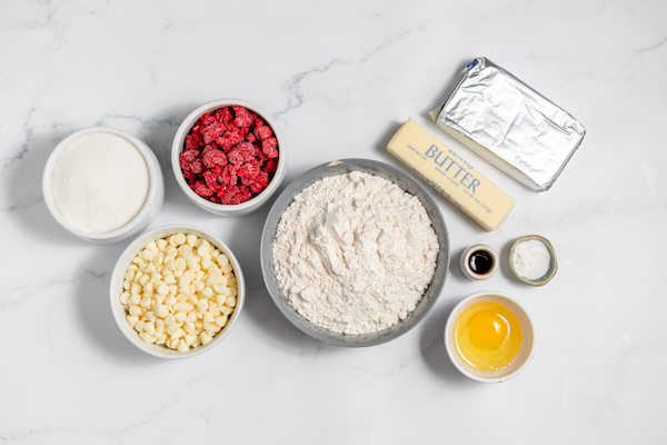 ingredients for raspberry cheesecake cookies