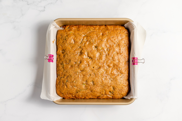 baked cake in pan